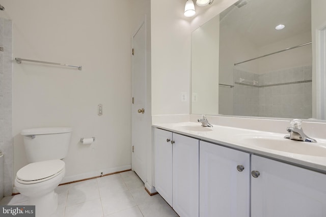 bathroom with tile patterned flooring, vanity, and toilet