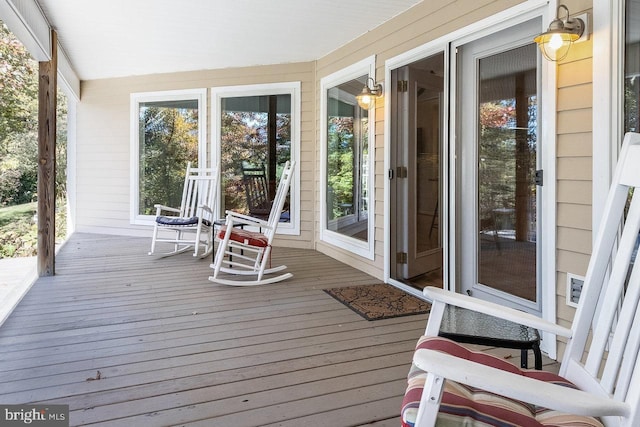 wooden deck with covered porch