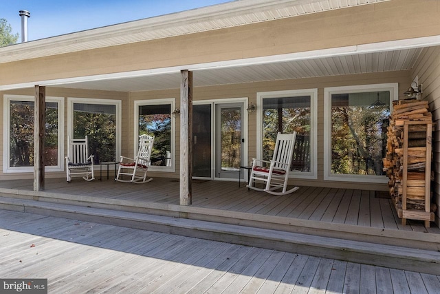 wooden deck with a porch