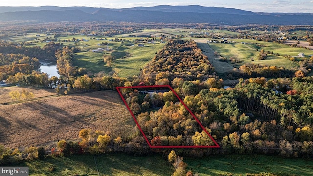 birds eye view of property with a mountain view