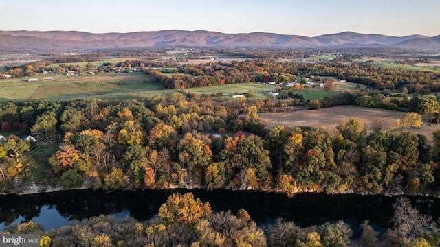 bird's eye view with a mountain view