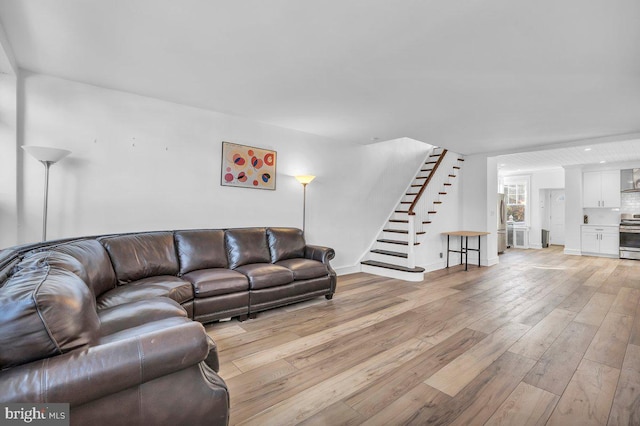 living room featuring light hardwood / wood-style flooring