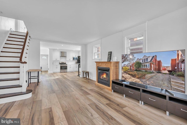 living room featuring light hardwood / wood-style flooring