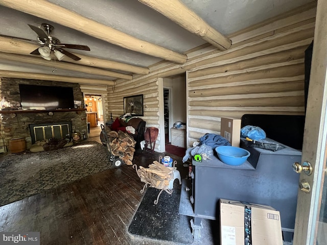 interior space featuring ceiling fan