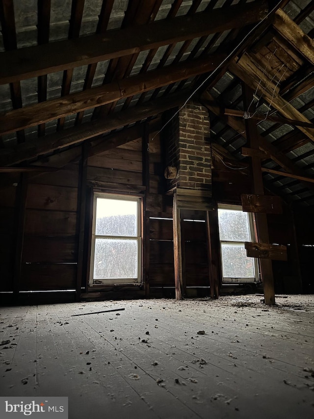 view of unfinished attic