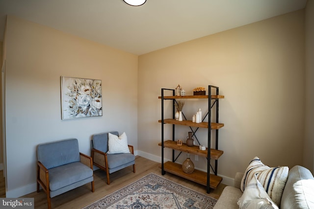 living area featuring hardwood / wood-style flooring