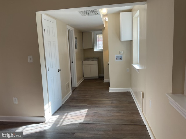 hall featuring dark hardwood / wood-style flooring