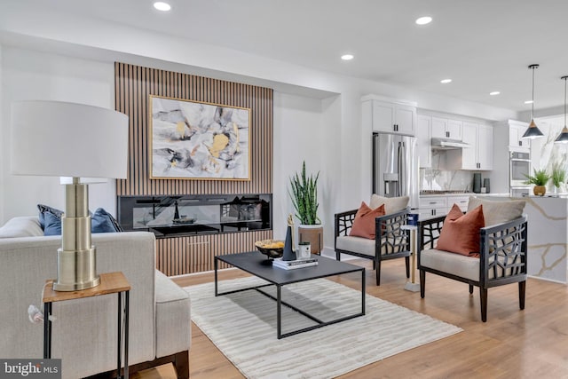 living room featuring light wood-type flooring