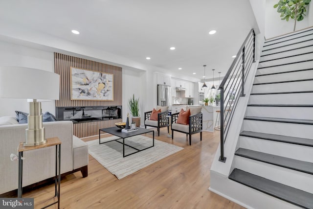 living room featuring light hardwood / wood-style flooring