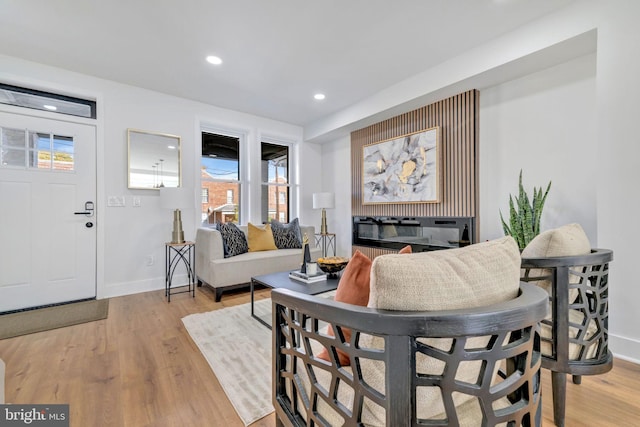 living room with light hardwood / wood-style floors