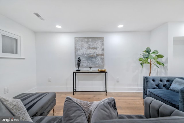 living room with hardwood / wood-style flooring