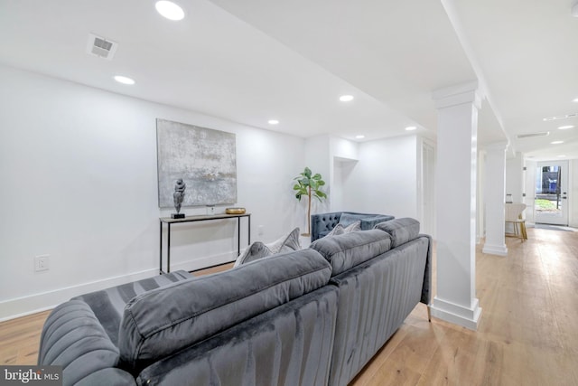 living room featuring light hardwood / wood-style flooring