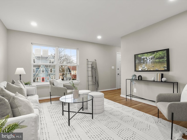 living room with hardwood / wood-style flooring