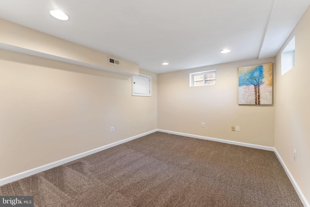 basement with carpet