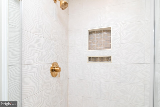 interior details featuring tiled shower