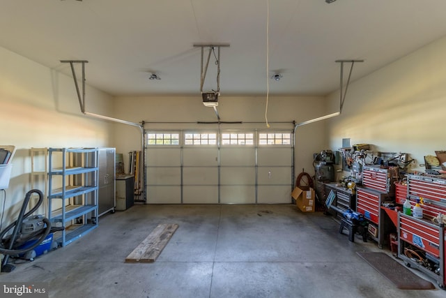 garage with a garage door opener