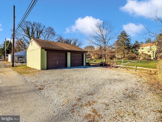 view of detached garage