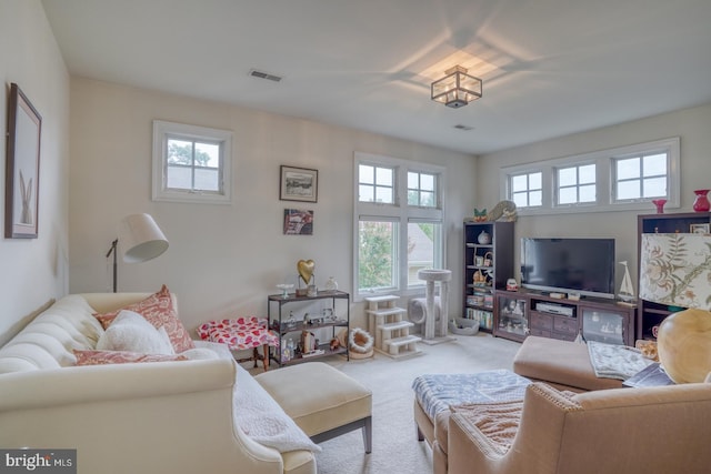 living room with carpet