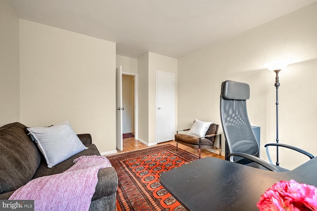 living room with wood-type flooring