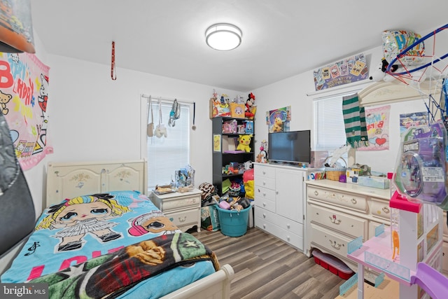 bedroom with wood-type flooring