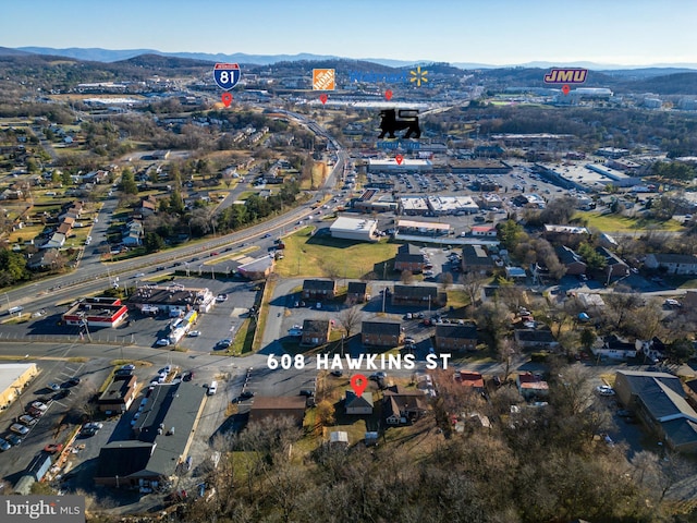 aerial view featuring a mountain view