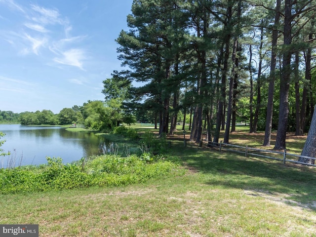 view of yard featuring a water view