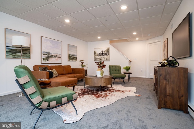 living room featuring carpet flooring