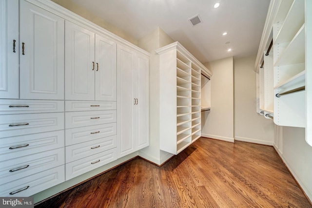 walk in closet featuring hardwood / wood-style flooring