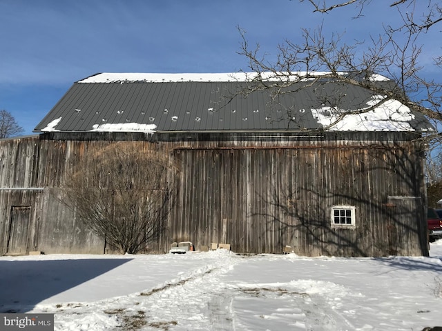 view of snow covered property