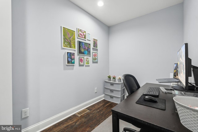 office area featuring hardwood / wood-style floors