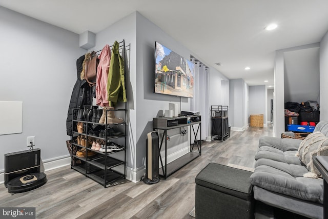 living room featuring wood-type flooring