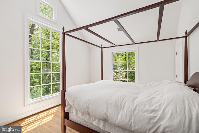 bedroom with hardwood / wood-style floors