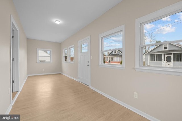 foyer with light wood-type flooring and plenty of natural light