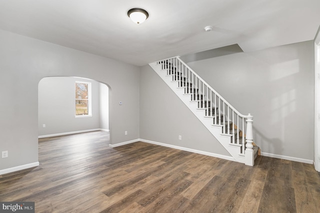 interior space with dark wood-type flooring