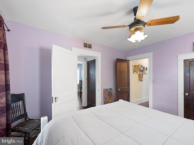 bedroom featuring ceiling fan