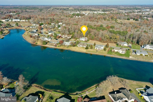 bird's eye view featuring a water view