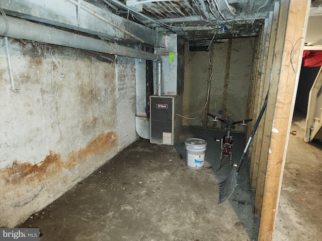 basement with heating unit