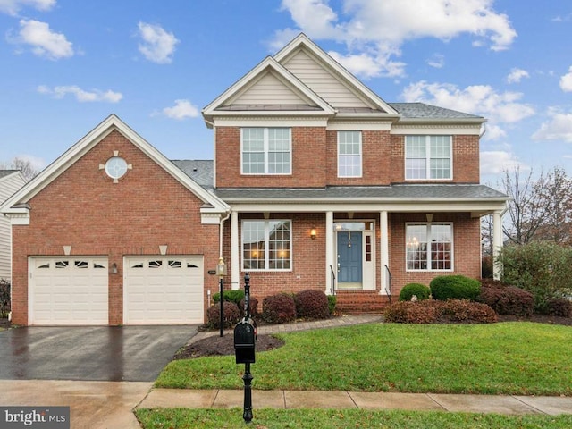 view of front of home with a front lawn