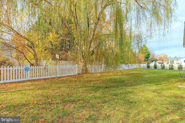 view of yard with a water view