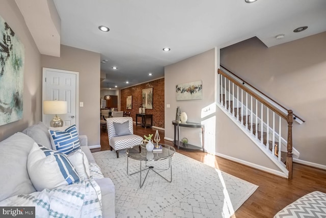 living room with wood-type flooring