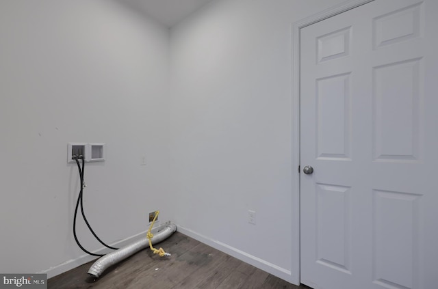 laundry room featuring hookup for a washing machine and dark hardwood / wood-style flooring