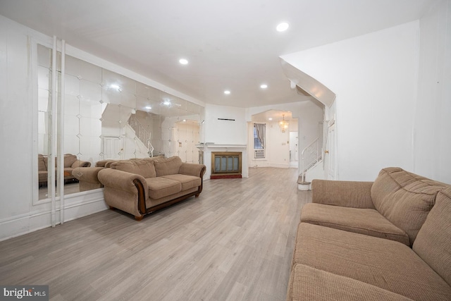 living room with hardwood / wood-style flooring