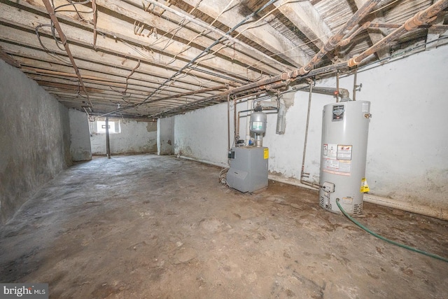 basement with gas water heater