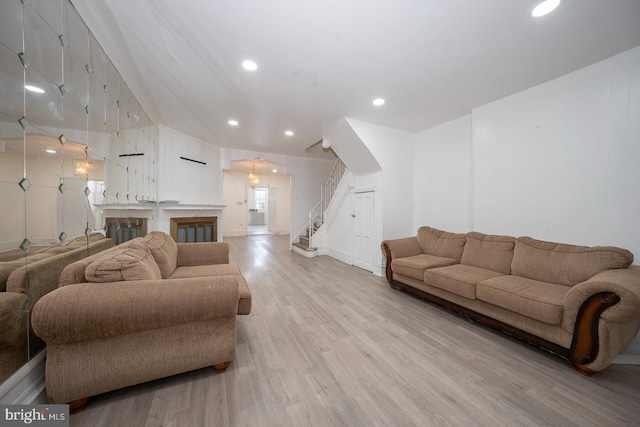 living room featuring light wood-type flooring