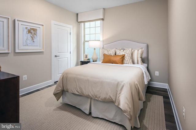 bedroom with light hardwood / wood-style flooring