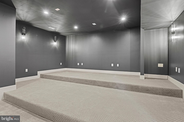 view of carpeted home theater