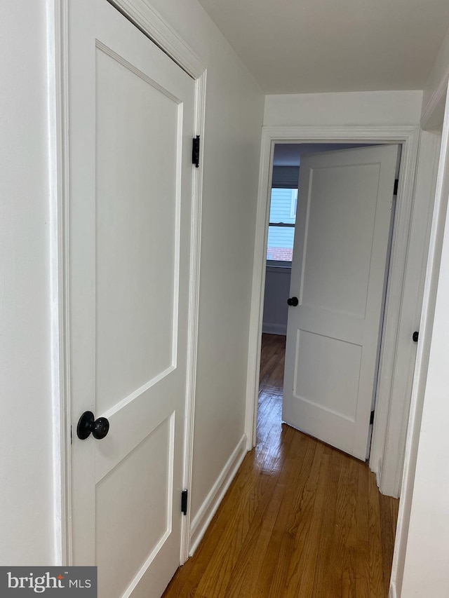 corridor featuring wood-type flooring