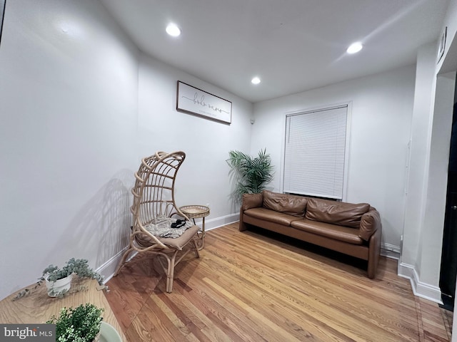 living area featuring light wood-type flooring