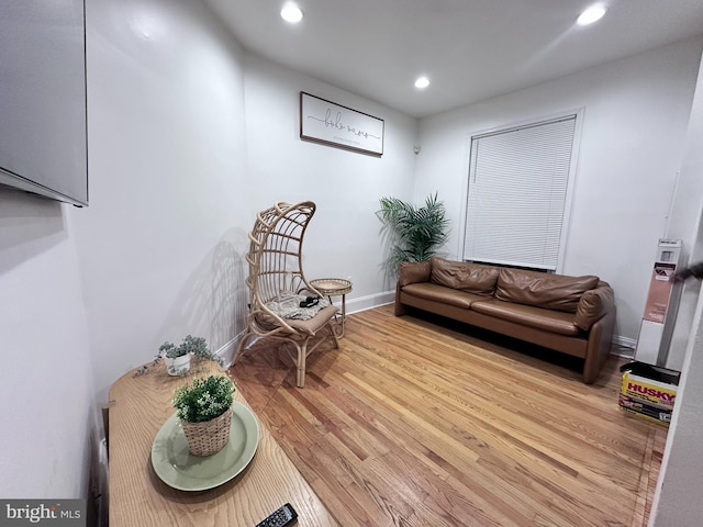 living area with light wood-type flooring