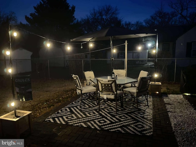 view of patio at twilight